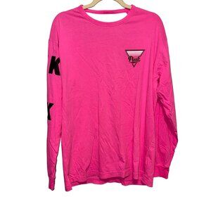 Victorias Secret Pink Long-Sleeve Hot Pink Cutout Back Top Size M